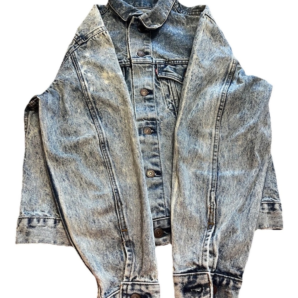 Vintage 80s Levis 70506 0214 Acid Wash Denim Trucker Jacket Men Size 42 USA Made - Picture 12 of 14